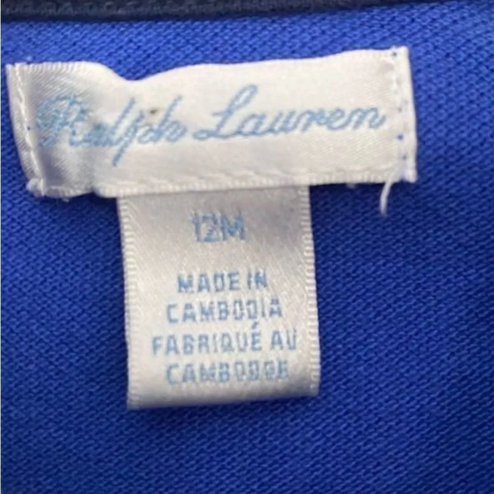 Ralph Lauren polo embroidered polo university, bear polo shirt, size 12 months